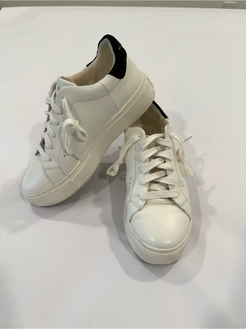 Kurt Geiger London Laney Leather Lace-Up Platform Sneakers White/Black  6.5US
